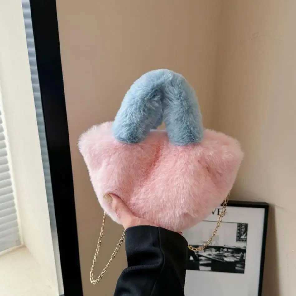 Evening Bags 1 Pcs Women's Bag Autumn And Winter New Fashionable Girl's Hairy Chain Handbag Shoulder Cross Bag Ladies Versatile Handbag H2