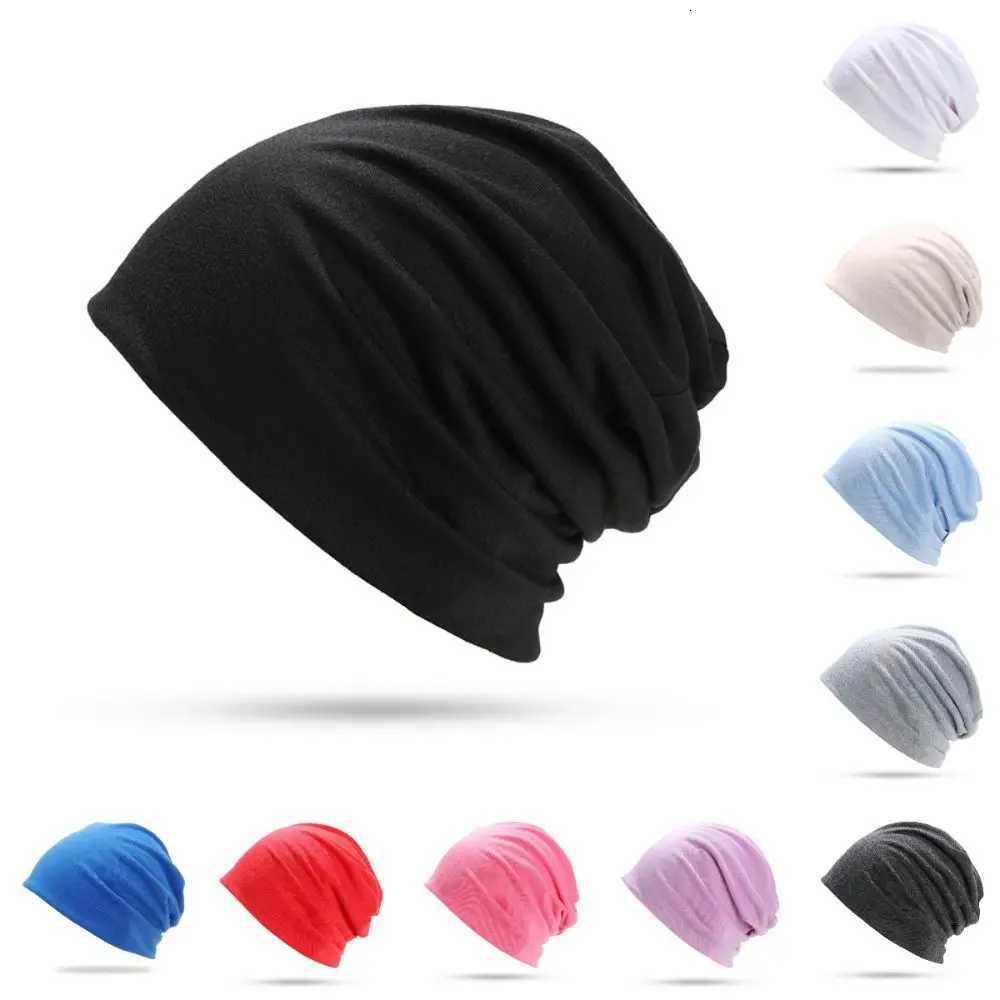 Beanie/Skull Caps New Solid Color Slouchy Beanie Hip-Hop Soft Cotton Knitted Bonnet Hat Lightweight Elastic Running Cap Autumn Winter Q261017