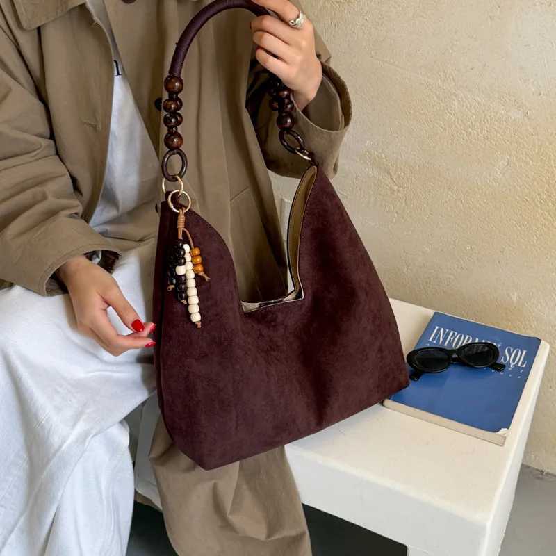 Shoulder Bags High Quality Frosted Tote Bag Large Capacity Handbag Faux Suede Underarm Bag New Fashion Solid Color Shoulder Bag for Women H261016