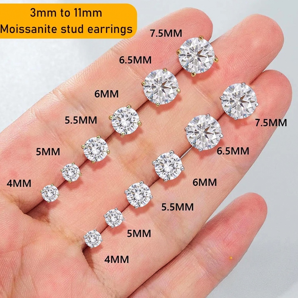 Hot Selling Moissanite Earrings 10k 14k 18k Gold 925 Silver GRA Certified VVS Round Moissanite Diamond Earring Gemstone Earrings