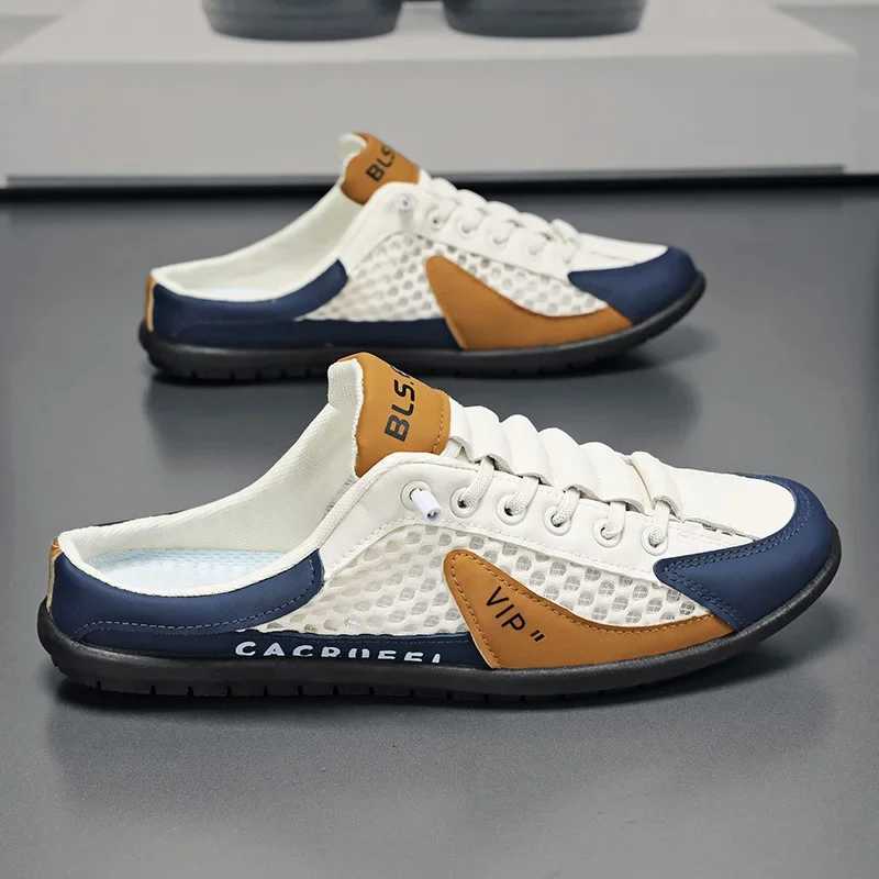 Casual Shoes Men's Fashion Soft-soled Half Slippers Summer Men Trendy Bottom Casual Shoes Soft Sole Sneakers Zapatos De Hombre Plus Size 48 H26