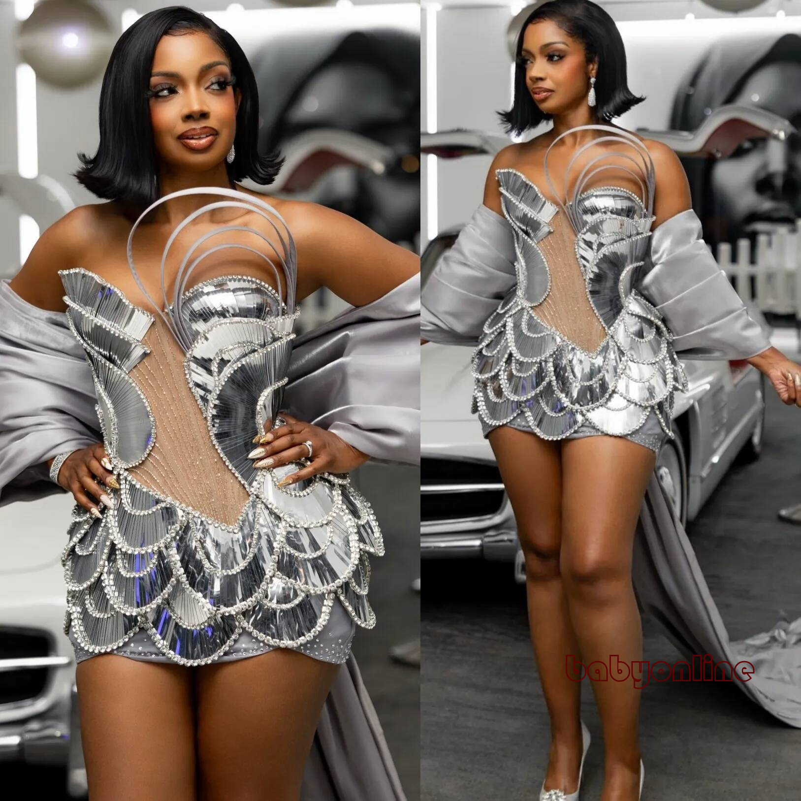 2026 Silver Sheath Cocktail Dress Beaded Crystals Feather With A Wrap Short Mini Graduation Homecoming Dinner Party Holiday Beach Dresses