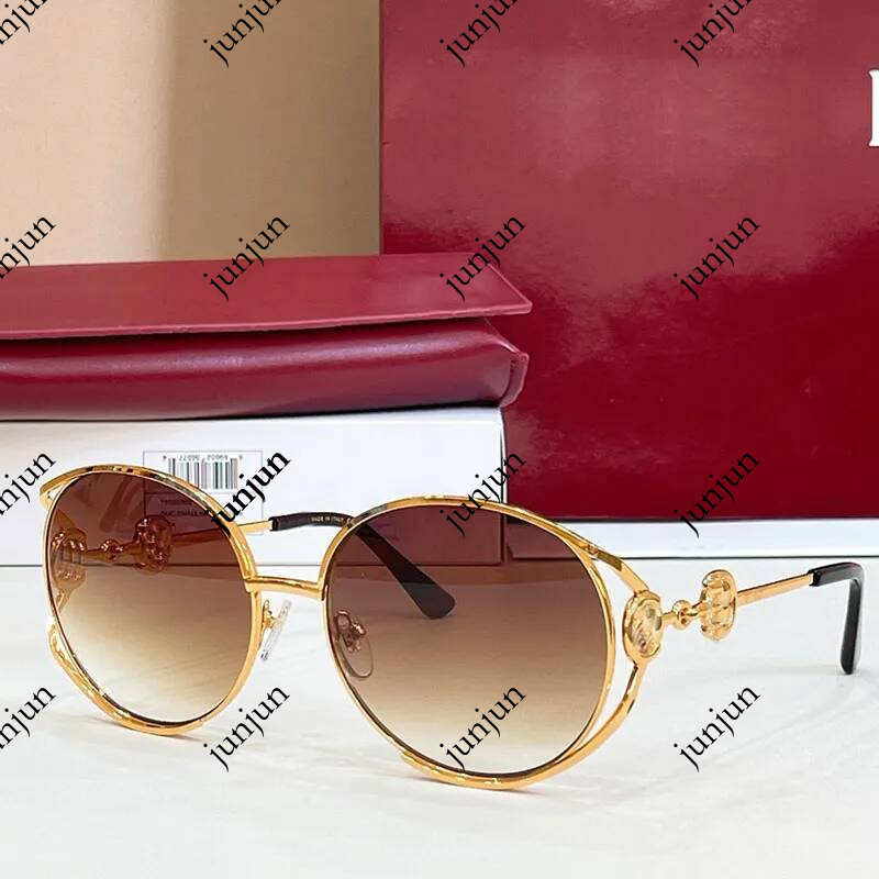 Luxury Metal Round sunglasses G1671 Retro Womens oval Fashionable metal double button glasses UV400 protective Sunglasses for Women