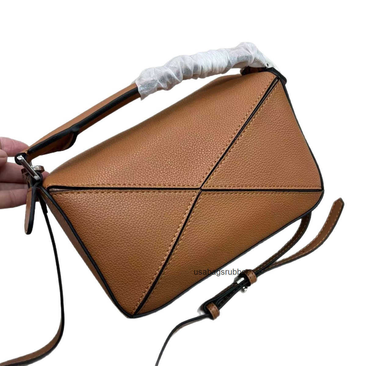 Modern Designer Style Leather Geometric Bag 2026 Light Luxury Layer Cowhide Patchwork Pillow Bag Handheld Crossbody Women's Bag