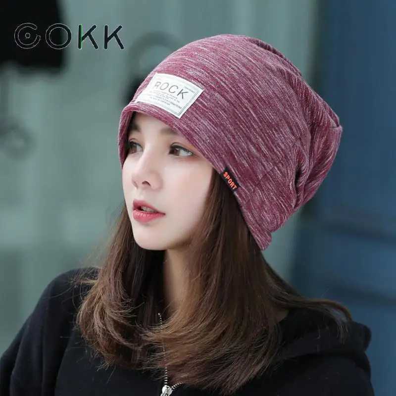 Beanie/Skull Caps COKK New Casual Women Hat Ladies Knitted Spring Autumn Cap Women's Skullies Beanies Headgear Lady Beanie Bonnet Head Cap Hip