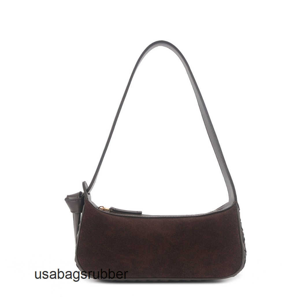 Soft Suede Purse Korean-Style Minimalist Striped Underarm Bag Casual Shoulder For Women Everyday Versatile With Curved Crescent Silhouette