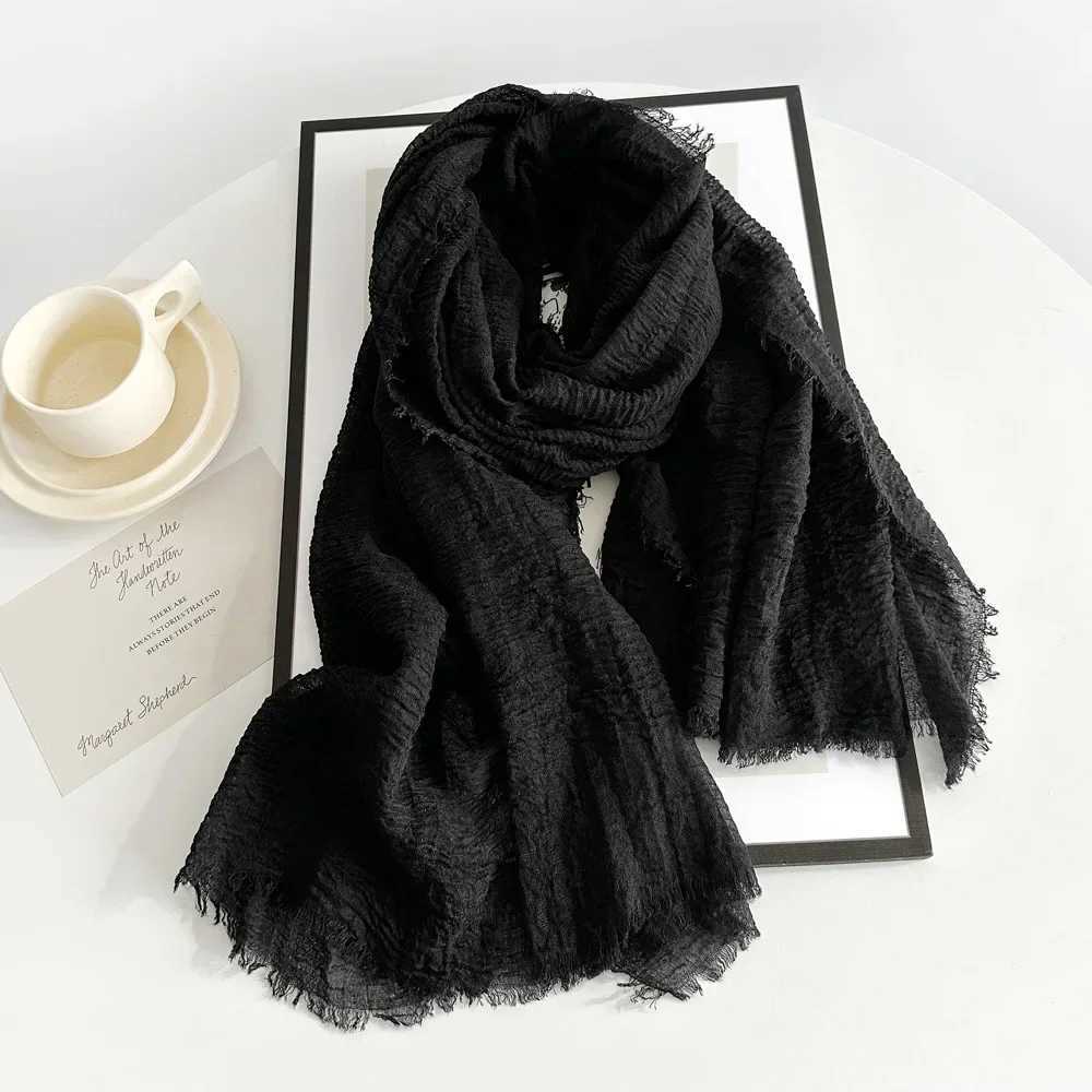 Women Cotton Linen Scarf Shawl Hijab Muslim Long Headscarf Scarves Head Wraps Solid Scarves Female Plain Head Scarf S261017HAPR