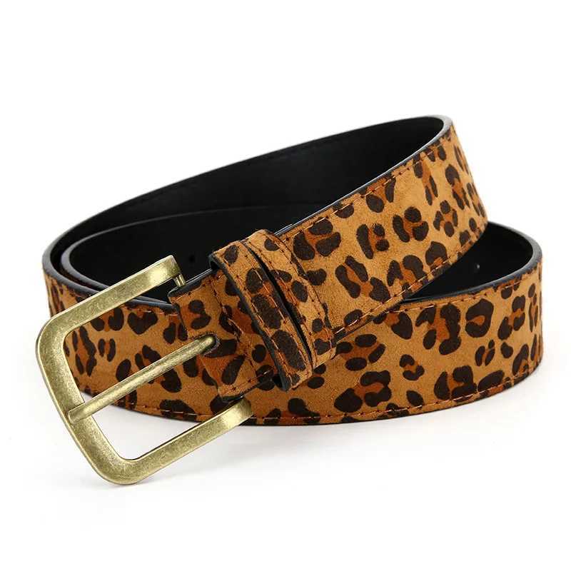 Women Leopard Print Belt Alloy Pin Buckle Fashion Versatile Waistband For Pants Dresses European American Style S2610170FDA