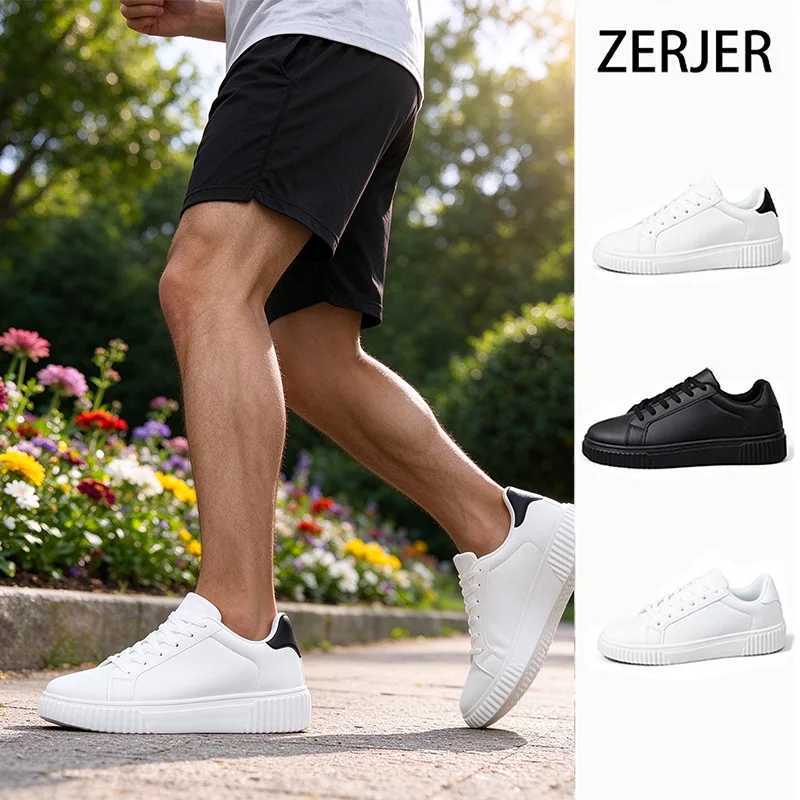 Casual Shoes ZERJER Men PU Leather Casual Skate Shoes Classic LaceUp Flat Daily Walking Board Sneakers For Male H261016