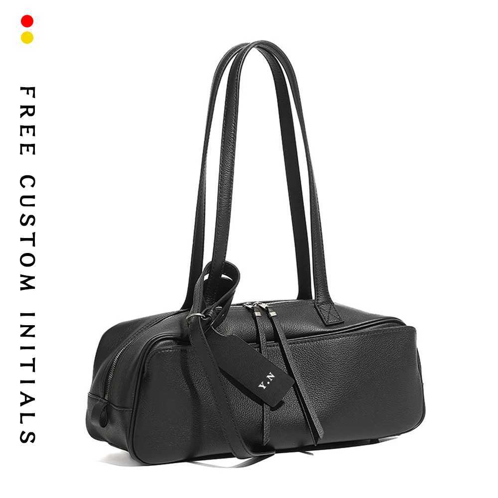 Evening Bags Genuine Leather Bowling Shoulder Bag Underarm Toast Pillow Bag Large Capacity Commuter Tote For Women High End Bag New Handbags H261016