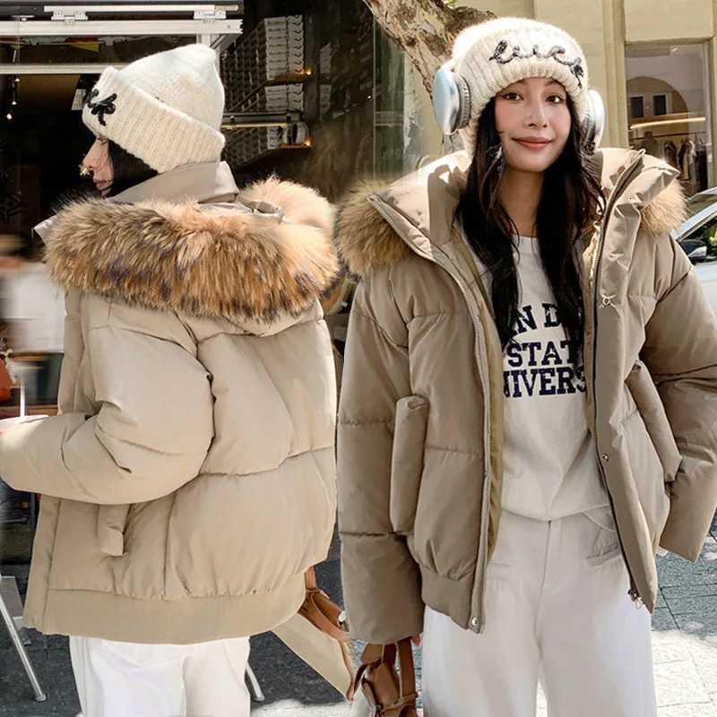 Women's Down Parkas Women'S Winter Short Cotton Added Jacket With Large Fur Collar Thicken Warm Cotton Coat 2026 New Women Loose Parkas Ou