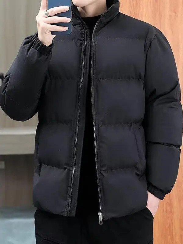 Men's Thickened down Jacket Winter Casual Youth Outerwear Fashionable Versatile Coat Zipper Closure Long Sleeve 261016