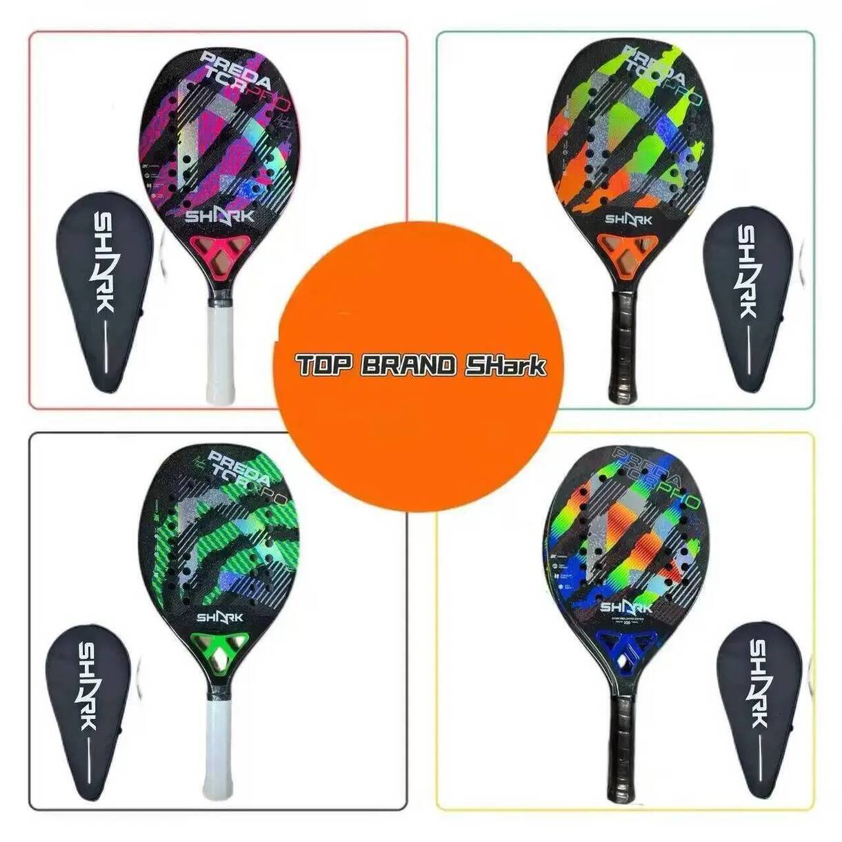 Multi-Piece Tennis Racket Matching Kits High Quality Beach 3K Shark Bag Heroes * Kona Carbon Fiber Padel Racket Professional Raquete De Beach full g