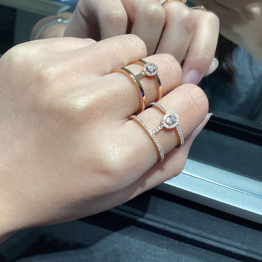 Mesikaa Ring Woman Jewelry Designer Messikaas Ring For Woman Men Band Rings Fashionable Zircon Ring-shaped I-shaped Ring For Women Index Finger Ring