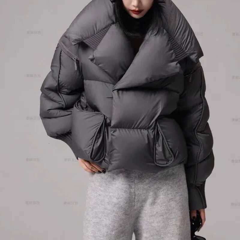Women's Autumn Winter Arrivals Puffer Jacket Down Jacket Short Length Thickened High-end White Duck Down Turn-down Collar 261015