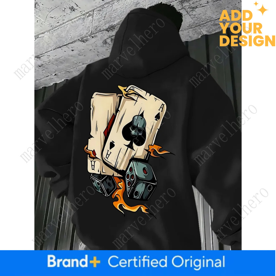 European American Men S New Autumn Fashion Poker Dice Print Comfortable And Soft Hooded Sweatshirt Outdoor Street Top