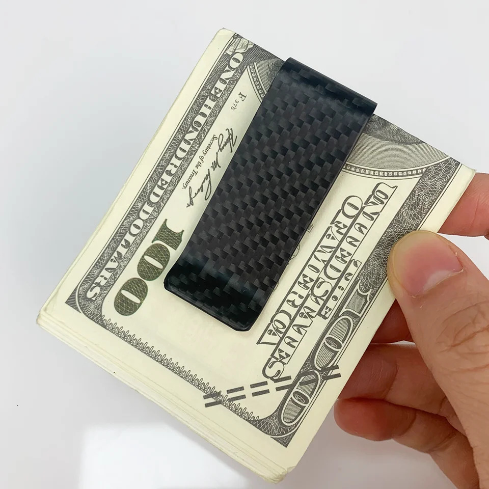Slim 22mm Black Twill Carbon Fiber Front Pocket Wallet Money Bill Clip For Men Women 261017