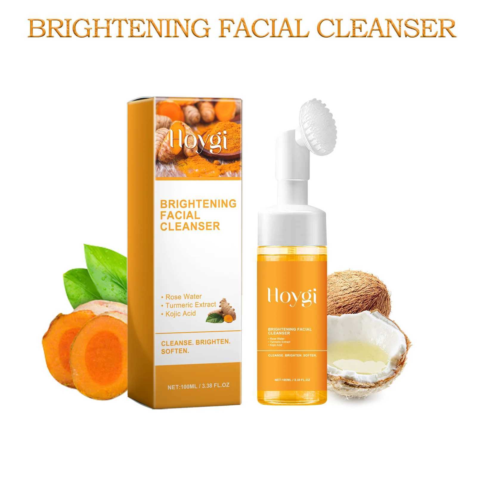HOYGI Turmeric Kojic Acid Cleanser Foam Deep Clean Anti Acne Oil Control Fade Marks Blackhead Remover Brightening Face Was S261017OU87