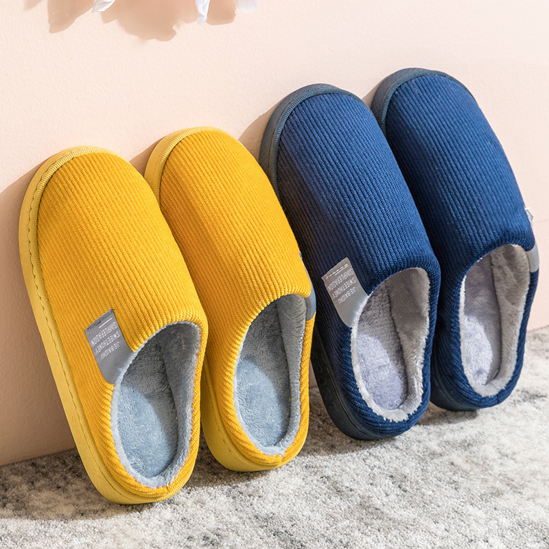 Cotton Slippers Women's Autumn and Indoor Warm Couple Plush Home Non-Slip Thick-Soled Confinement Shoes Winter ddmykukumalu