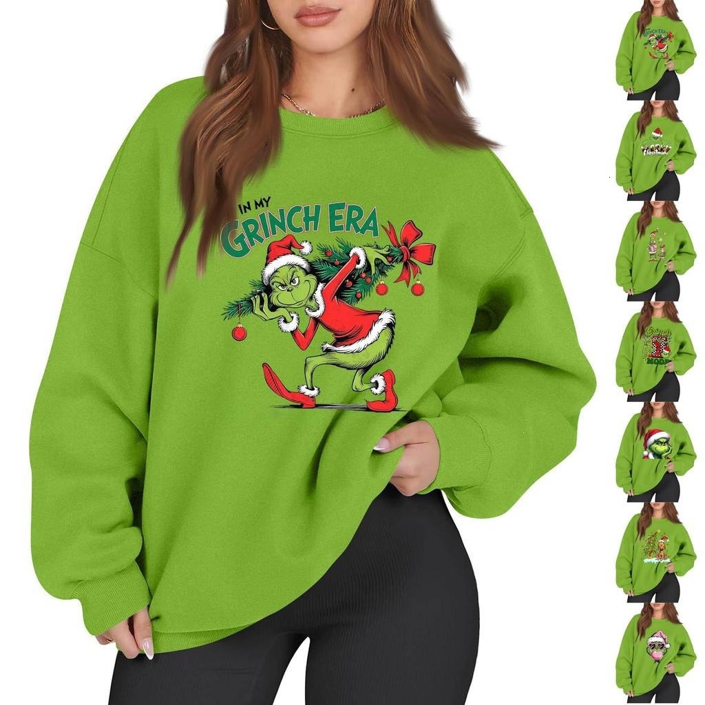 2026 European And American Christmas Grinch Green Monster 3D Digital Print Crew Neck Casual Sweatshirt Free Shipping