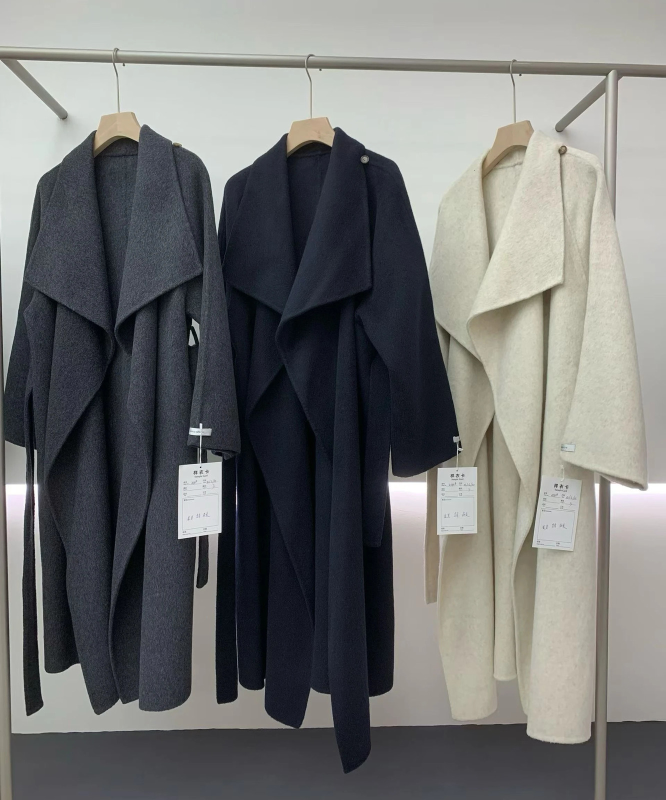 Women's Autumn Winter Wool Thick Warm Large Lapel Loose Coat Lady Elegant Streetwear Solid Color Long Sleeve Wool Outwear 261016