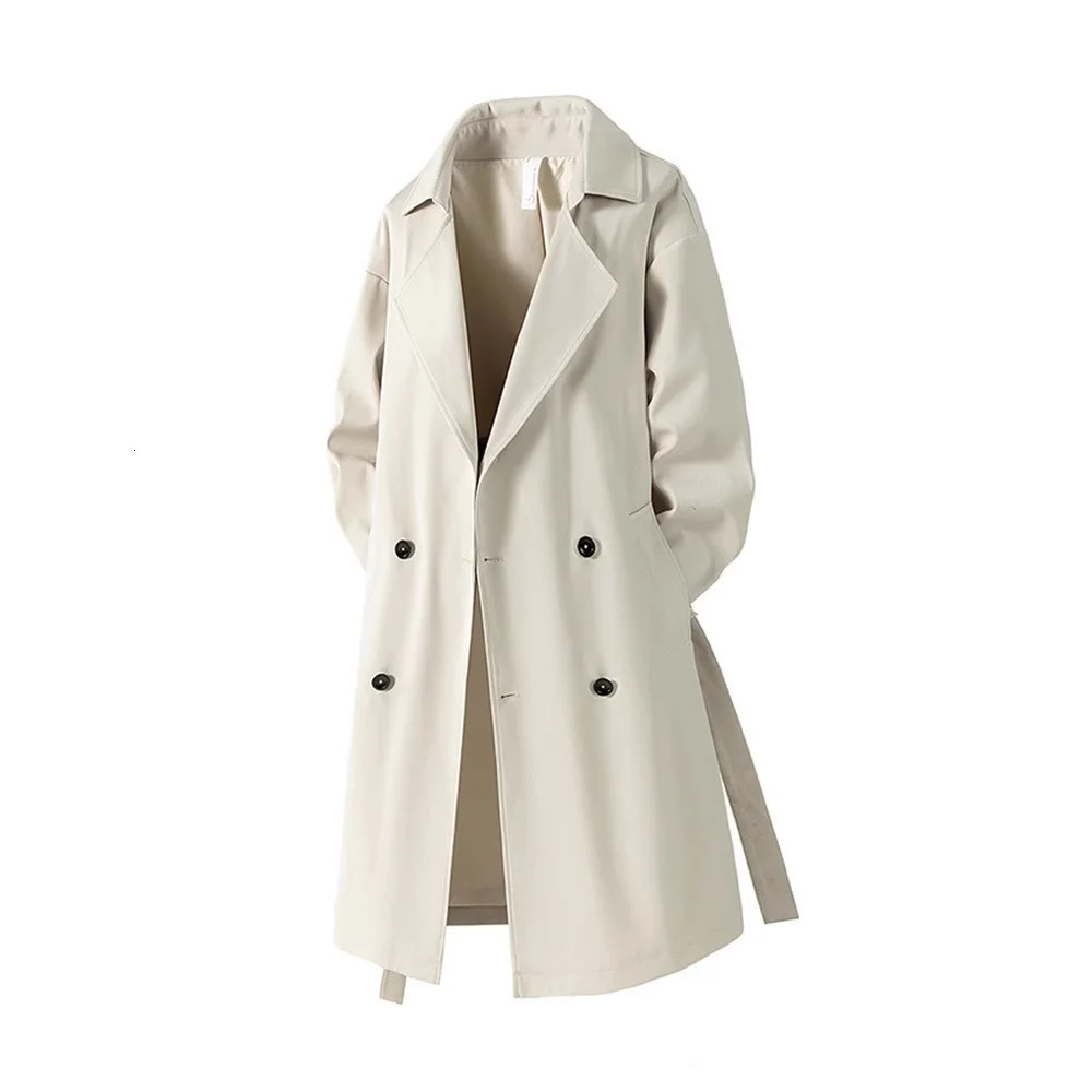 Autumn Mens Long Coat American Streetwear Vintage Over Knee Trench Coat Casual Retro Waterproof Windbreaker 261015