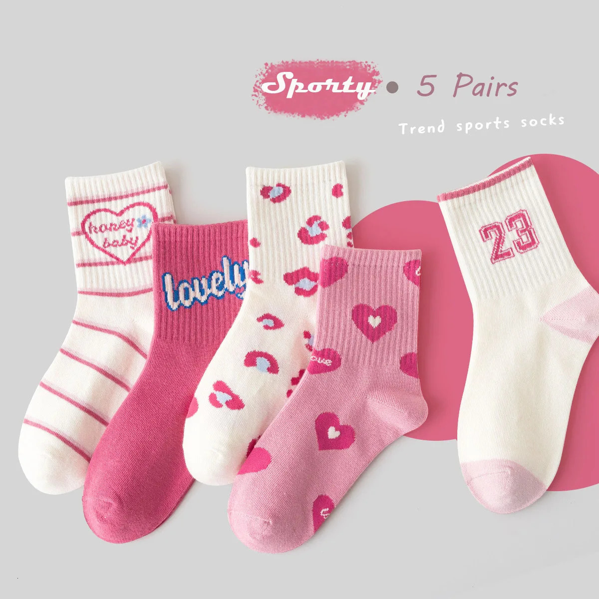 Cotton Sock 5 Pairs Children's Socks Girls Boys Trendy Pattern Sport CrewSock Spring Autumn 261015