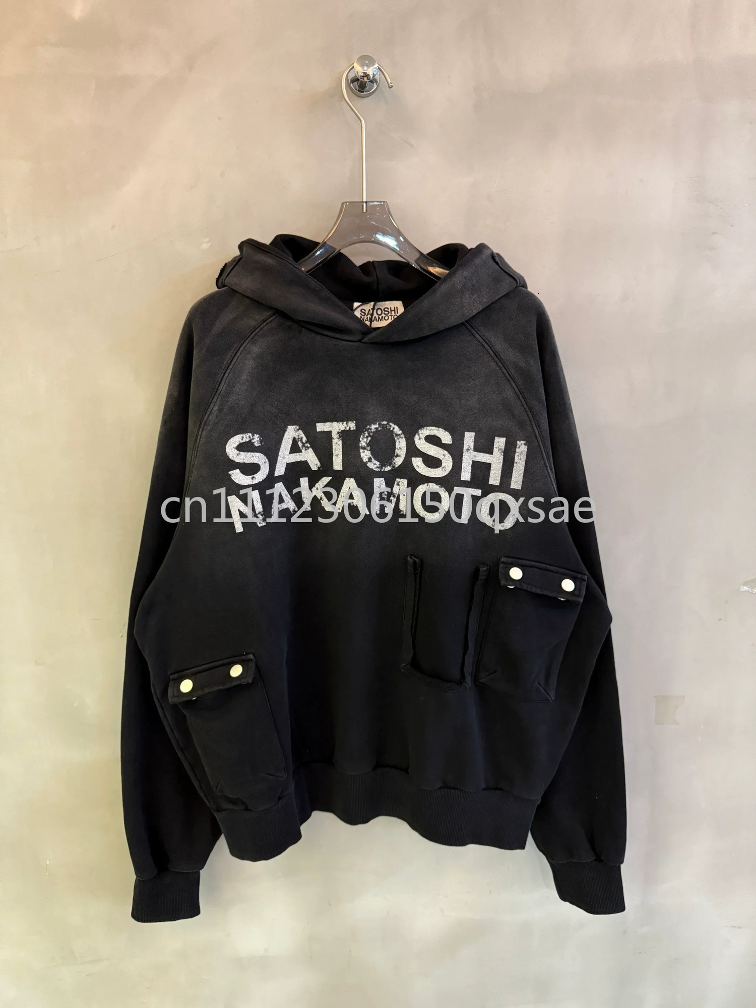 2026 Satoshi Nakamoto Mens Winter Hoodies Vintage Heavy Industry Multi Pocket Rivet Buckle Washed Oversized Hooded Sweatshirts 261016