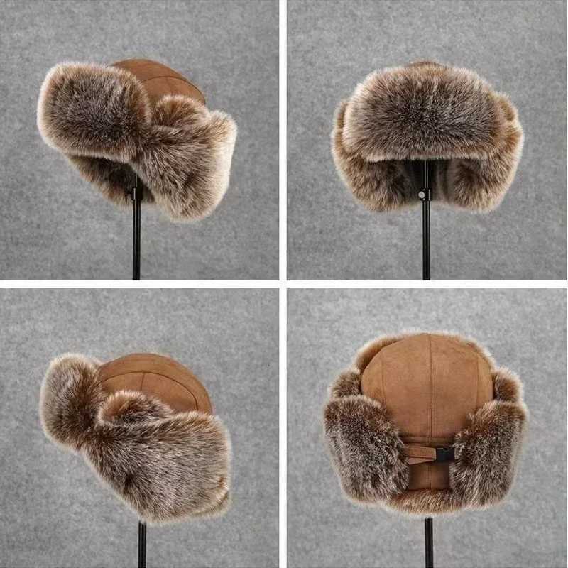 Trapper Hats Faux Fur Ushanka - Russian Winter Hat with Ear Flaps for Men Women Plush Bomber Cap for Extreme Cold SnowT261017