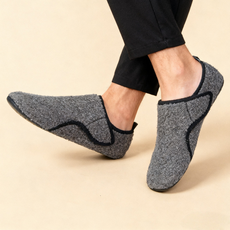 Men's Indoor Casual Cotton Shoes with Laces Magic Tape Warm And Easy to Wear Comfortable Home Slippers ddmykukumalu