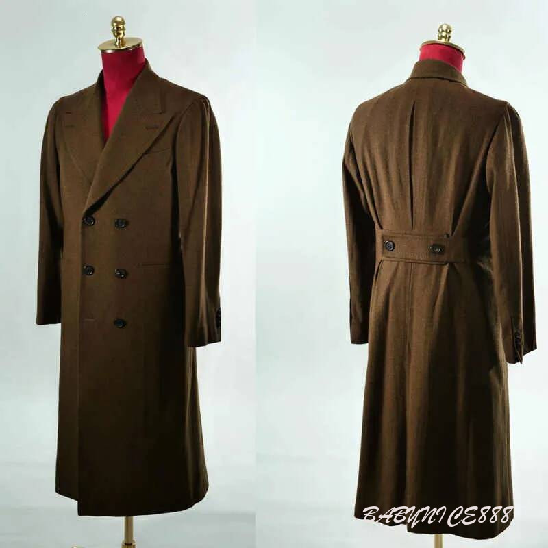 Modern One Piece Men Coat Peaked Lapel Double Breasted Jacket Blazer Autumn Winter Customized Groom Wedding Tuxedos