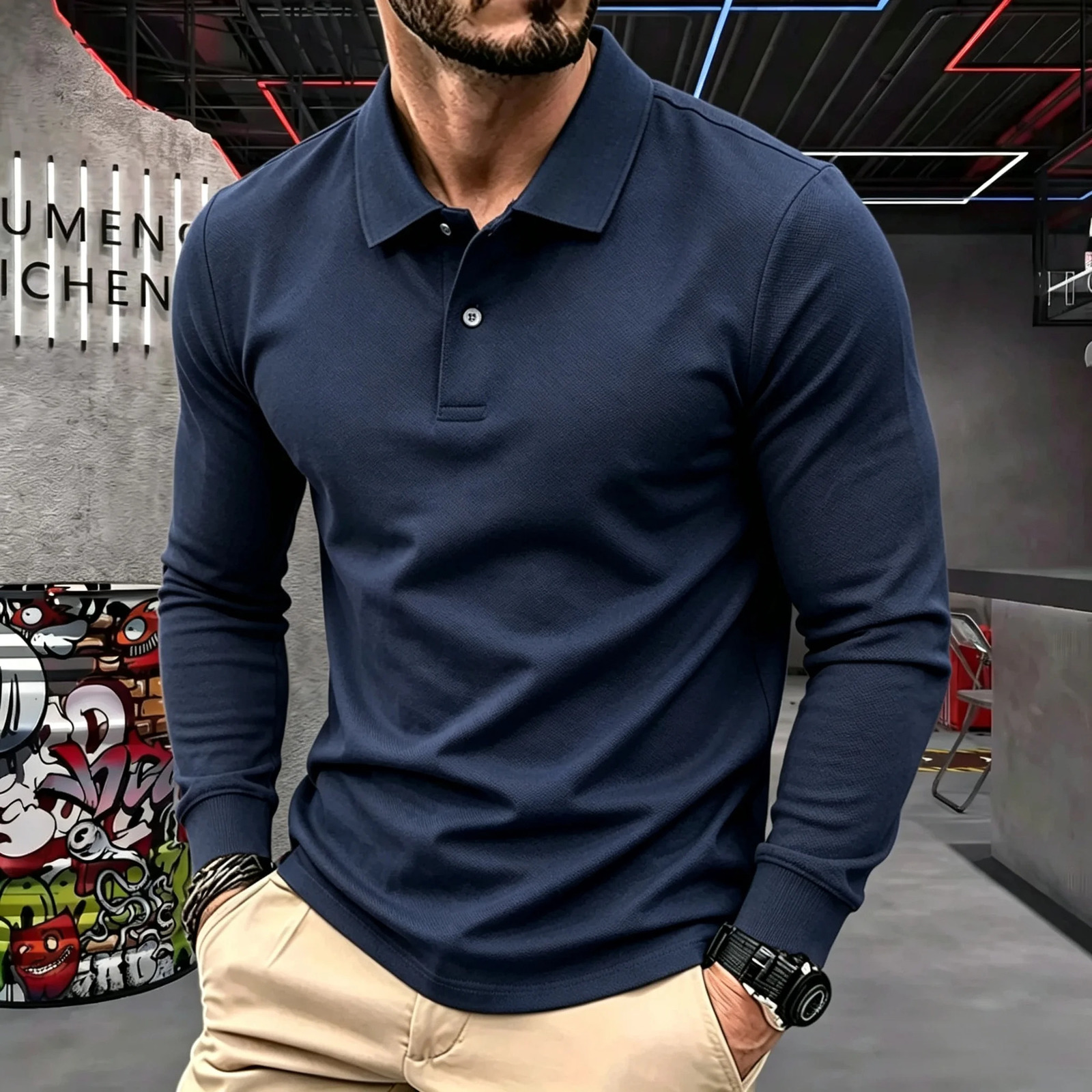 100% pure cotton highend mens long sleeve polo shirt autumn winter fashionable y embroidery golf top casual Tshirt 261017