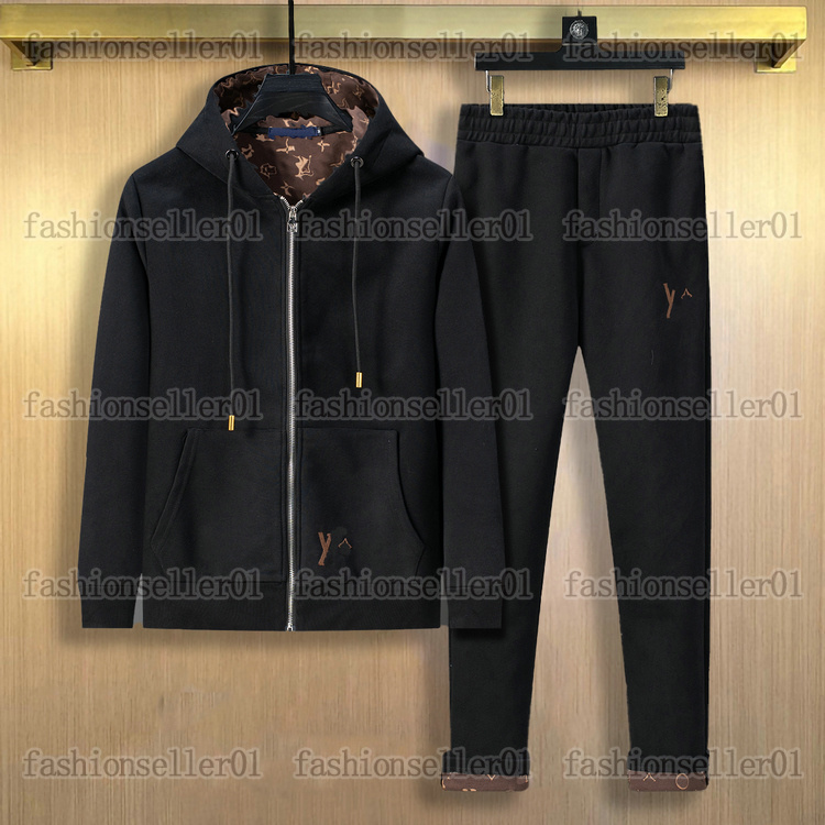 designer Mens hooded Tracksuits jackets hoodies pants luxury suit sets geometric pattern embroidery drawstring trousers zip Cardigan casual coat
