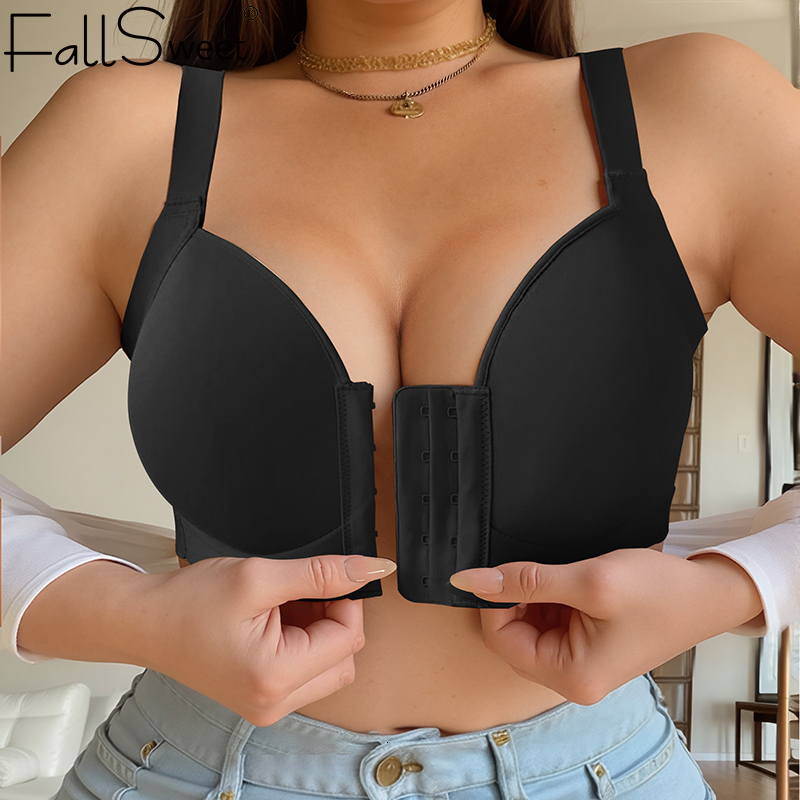 FallSweet Women's Front Closure Bra Plus Size Wireless Bralette Thin Cup Comfortable Underwear Mom Lingerie Seamless Brassiere dongdumaoyi