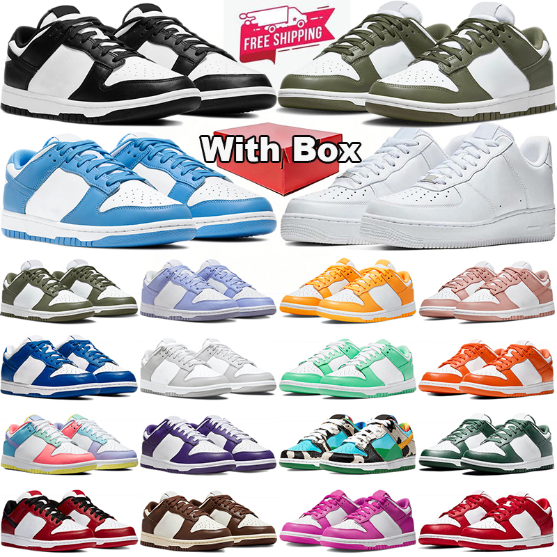with box panda airforcr 1 running shoes designer black white womens mens trainers university blue brown unc pink outdoor sports sneakers cheaper