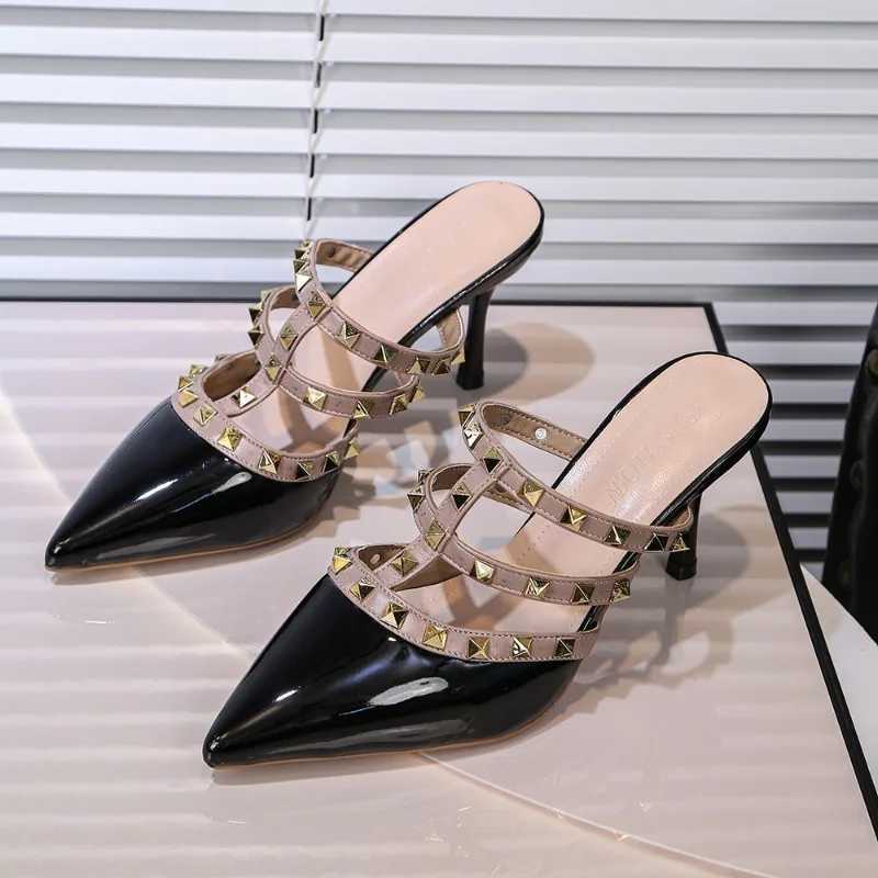French High Heel Half Slippers Women 2026 Summer New Temperament Sexy Stiletto Pointed Toe Fashion High Heel Sandals Q261015