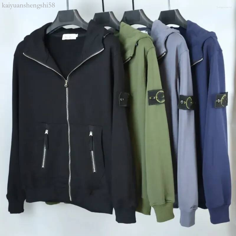 topstoney Men's Hoodies Autumn Pull Stone Style Loose Metal Zipper Decorative Sleeve stone Compass Logo Outdoor jacket stone Sweatshirt mens cl