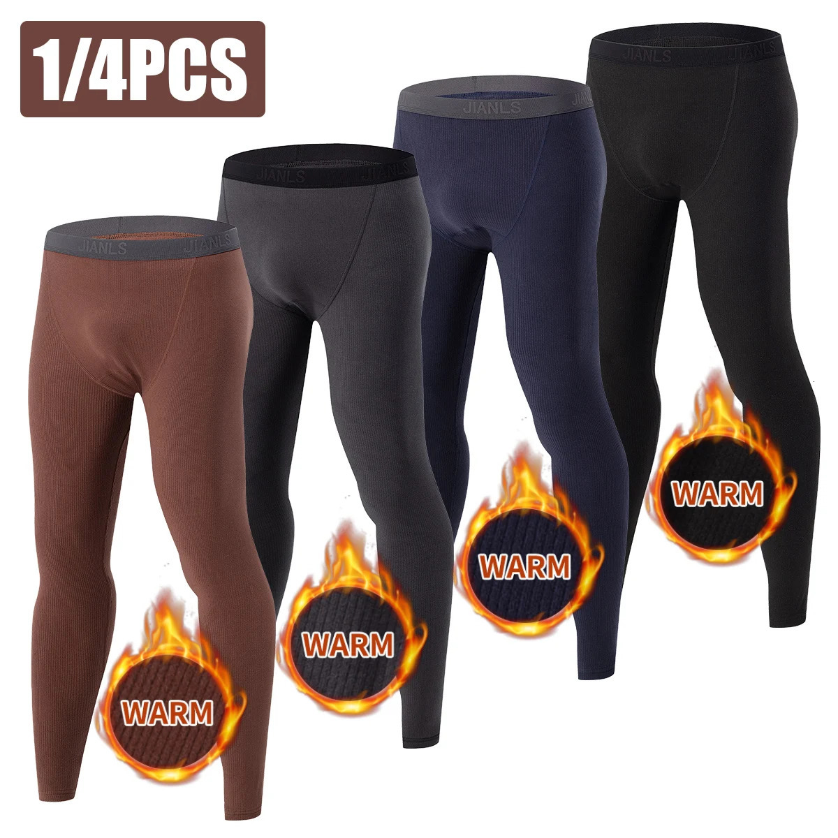 4/1 Pack Men's Sanded Thickened Autumn Pants in Autumn and Winter Teenagers Simple Plus Size Home Pants Elastic Mid-waist Pants 261014