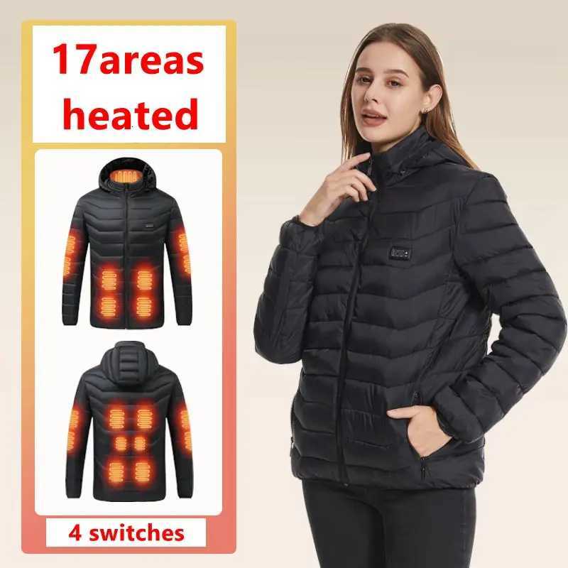 Women's Down Parkas Winter women heating Jackets Female Winter Warm USB Heating Padded Jacket Smart Thermostat Hooded Heated ClothingT261017