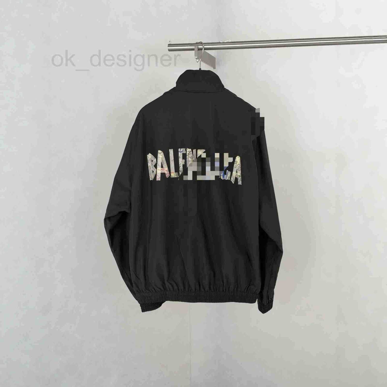 Men's Jackets Designer Paris hand-painted collage letter tape element nylon zipper jacket jacket BNLQ