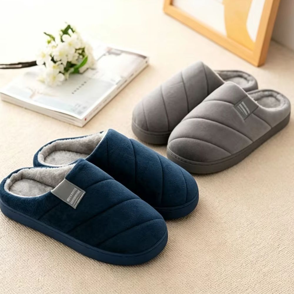 Men's Extra Large Winter Non-Slip Plush Home Warm Thick Sole Cotton Slippers for Indoor Use Shoes Ladies ddmykukumalu