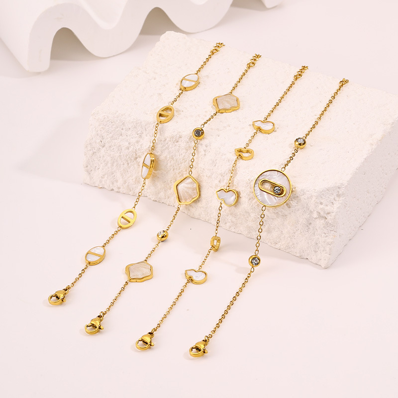 Cross-Border Best-Selling Bracelet For Girls, High-End Non-Fading Titanium Steel Bracelet, Light Luxury Niche Mother-Of-Pearl Pig Nose Accessory