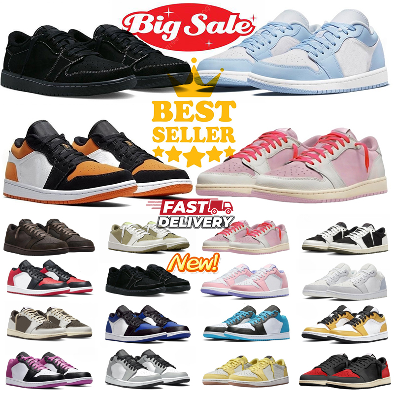 Free shipping Designer Basketball black phantom shy pink reverse mocha travis scoots low 1 1s lows Sport Shoes sneakers 36-47