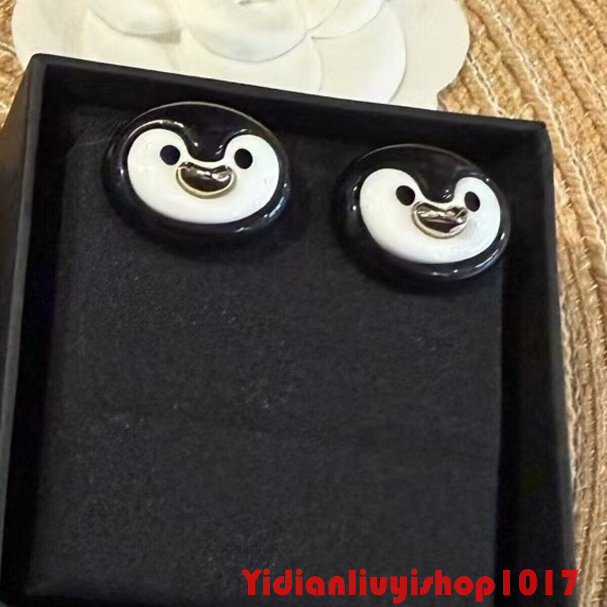 Designer Earrings Cute Penguin Resin Black And White Cute Bear Earrings Cartoon-Style Bird Brooch