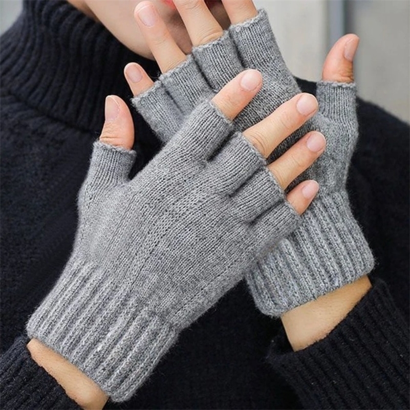 2026 Winter and Autumn Knitted Gloves Warm Plush Men's and Women's Fingerless Gloves Outdoor Sports Touchscreen Gloves260920ww