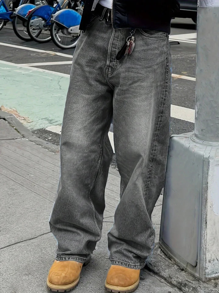 Mens Anime Spring Casual Solid Color Jeans with Star Patches And Pockets for School 261017