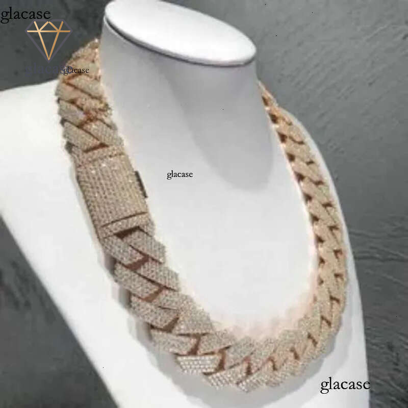 dia gold necklace 20mm Width 3 Row hop hip jewelry iced Out moissanite dias cuban k chain necklaces designer bracelet Free Shipping