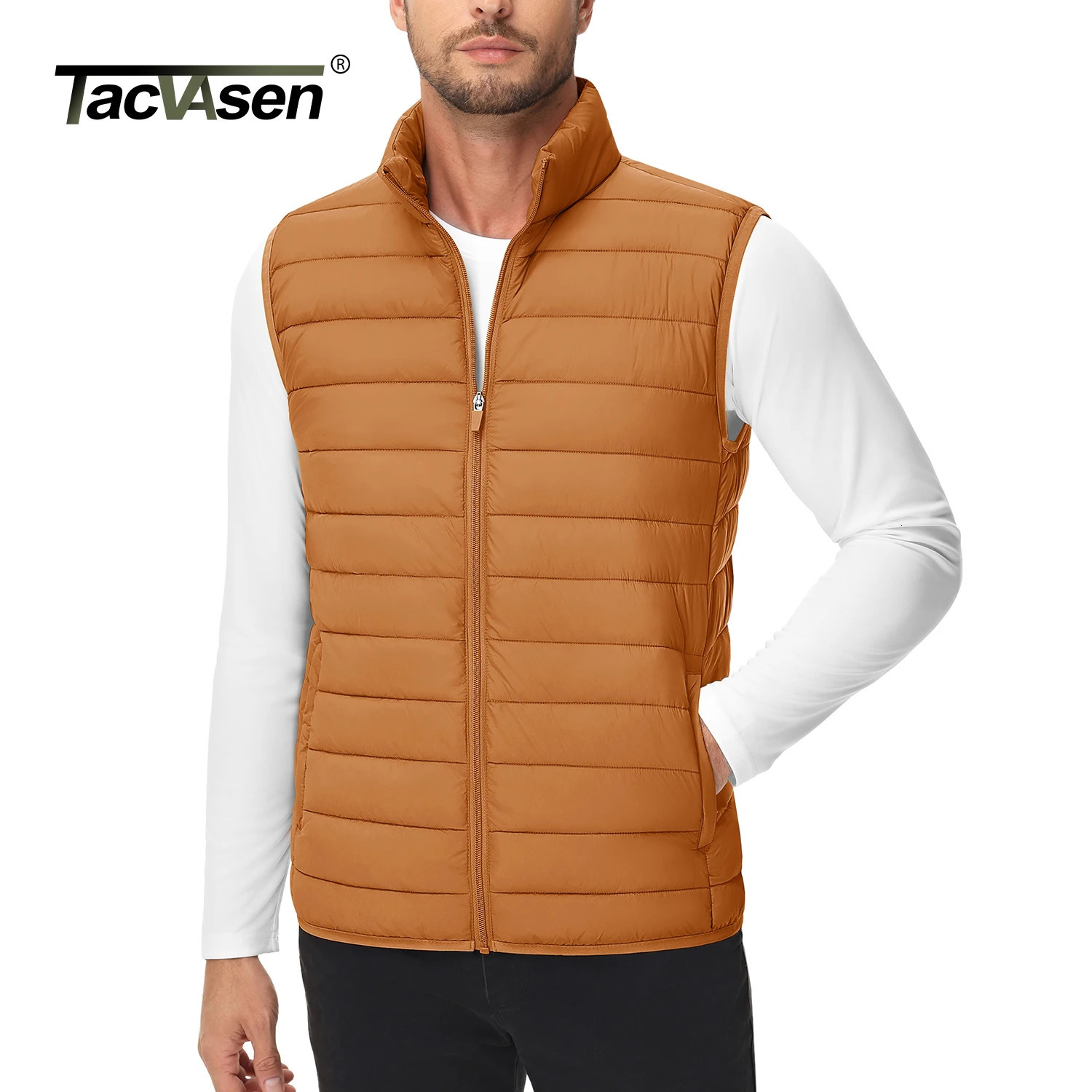 TACVASEN Lightweight Puffer Vest Mens Windproof Sleeveless Winter Jacket Casual Coat Warm Thicken Waistcoat Streetwear 261017
