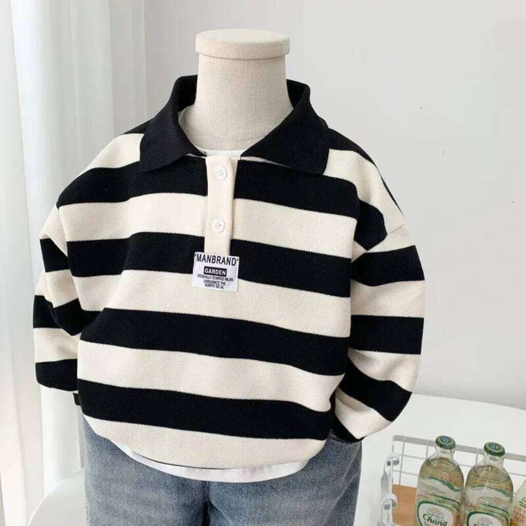 Girls Hoodie Boys Striped Sweatshirt Spring Kids Long Sleeve Pullover Teen Cotton Lapel Polo pullover Tops Autumn Children Clothes 2 12 Years Crew N