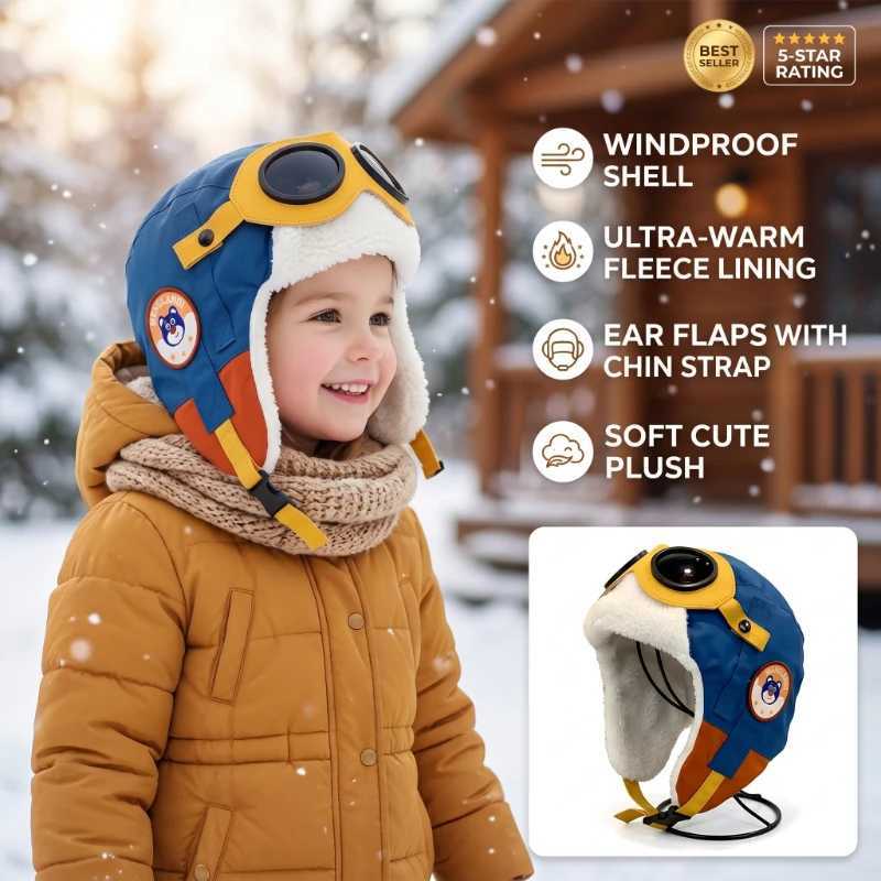 TrAPper Hats Children's Hat Warm Windproof And Ear-protecting For Winter Outdoor Activities lined With FLeece For Extra WarmthT261017